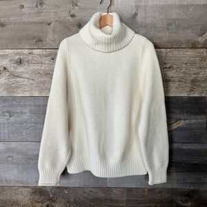 Madewell Womens Varick Chunky Knit Turtleneck Sweater L Cream Thick Cozy